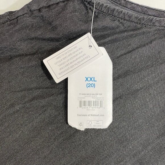 TIME & TRU Chambray Halter Top Tie‎ Back Keyhole Womens XXL / XXXL Black NEW - Picture 6 of 14